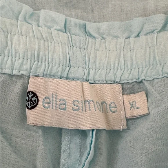 Ella Simone Cotton Pajama Set Sz XL Sky Blue NWOT Embroidered Pintuck Ribbon - Picture 14 of 16